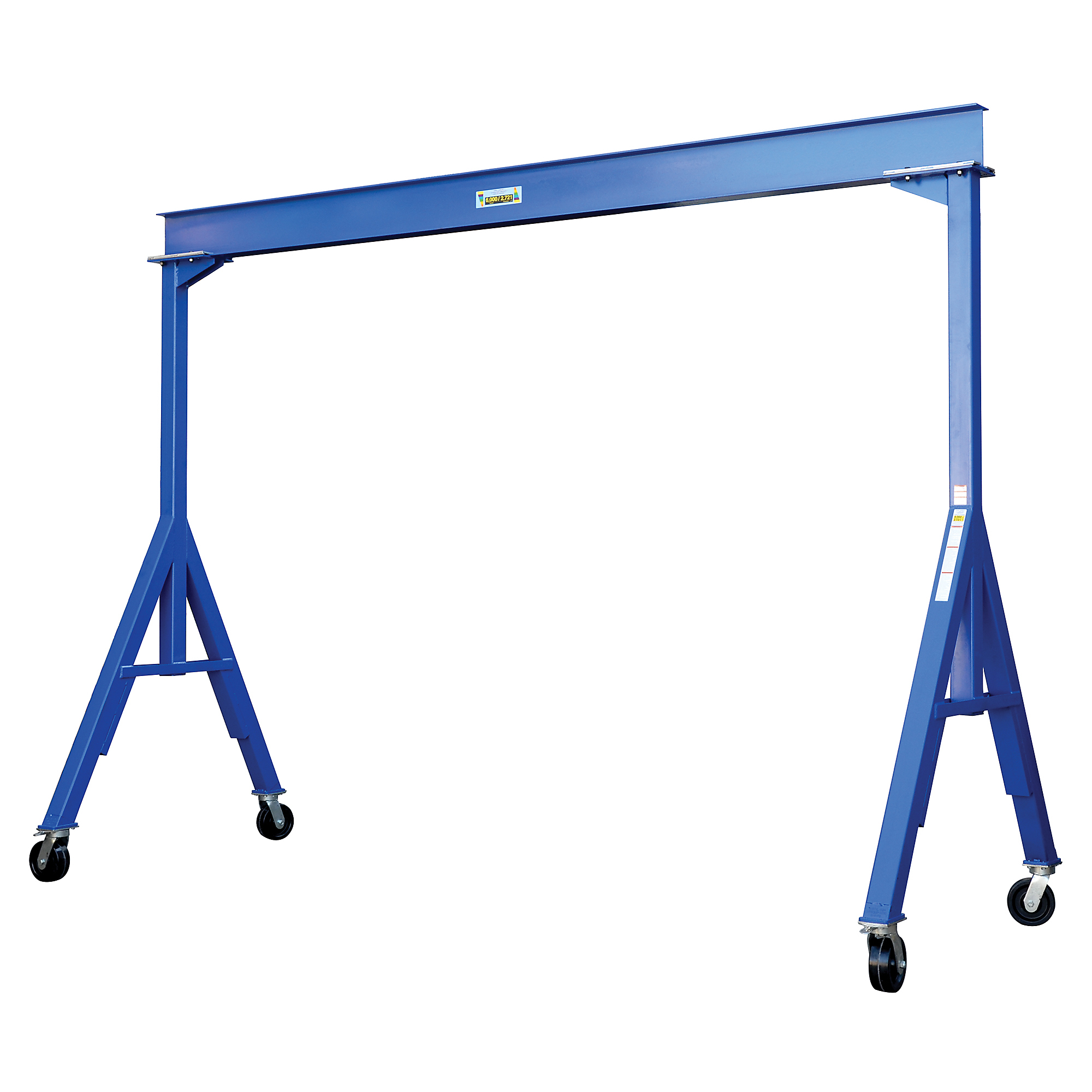 Vestil Steel Fixed Gantry Crane with Phenolic Casters 10 Ft. 6000 Lb. Capacity Blue